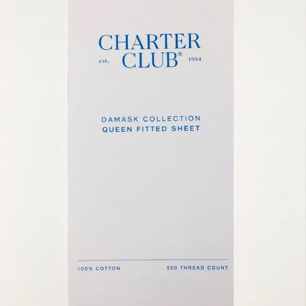 new SOLID WHITE Charter Club 550 TC 100% Cotton 18” Deep Queen Fitted Sheet